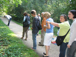 Die Teilnehmer beobachten den Waldabschnitt